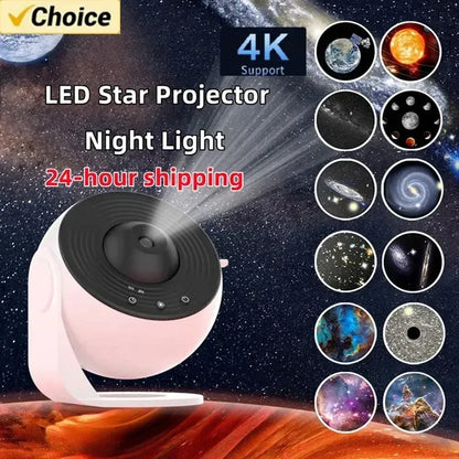 Starry Sky Night Light Galaxy Projector 360°Rotate Planetarium Lamp For Bedroom Valentines Day Gift Wedding Send 13 Sets Of Film