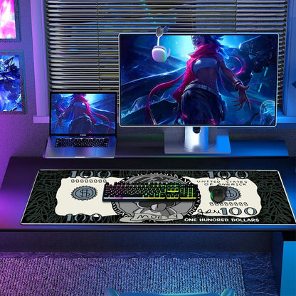 100 Dollar 31.5 X 11.8 Inch Keyboard Mouse Pad, 3D Gaming Mouse Pad, Gift Mouse Pad With Non-Slip Rubber Base