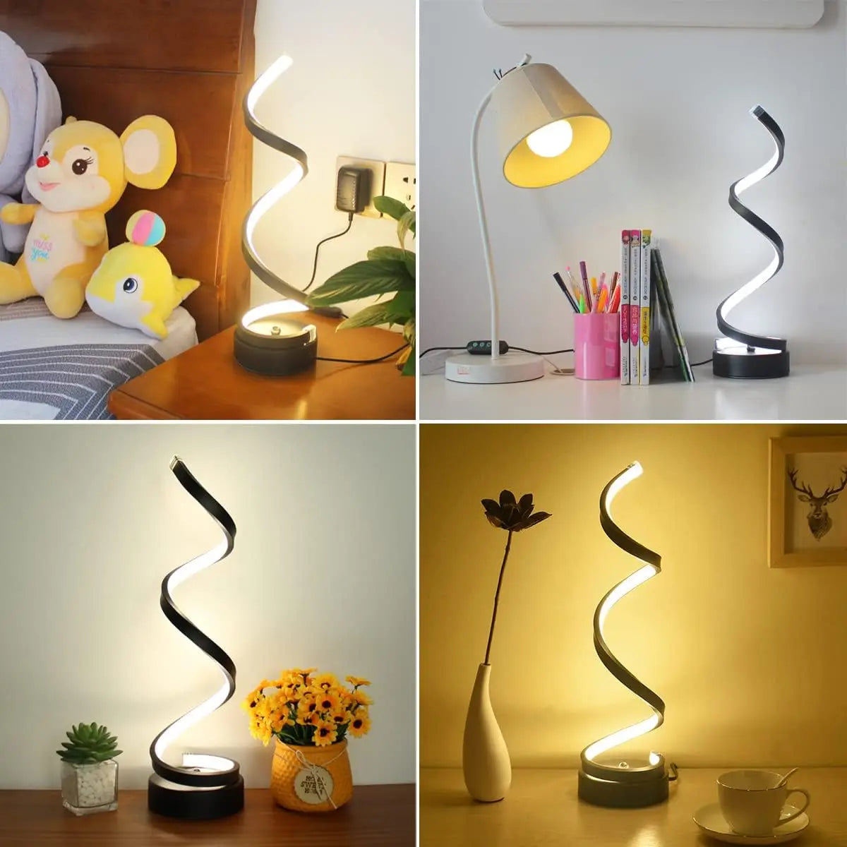 Lámparas de mesa LED regulable en espiral moderna