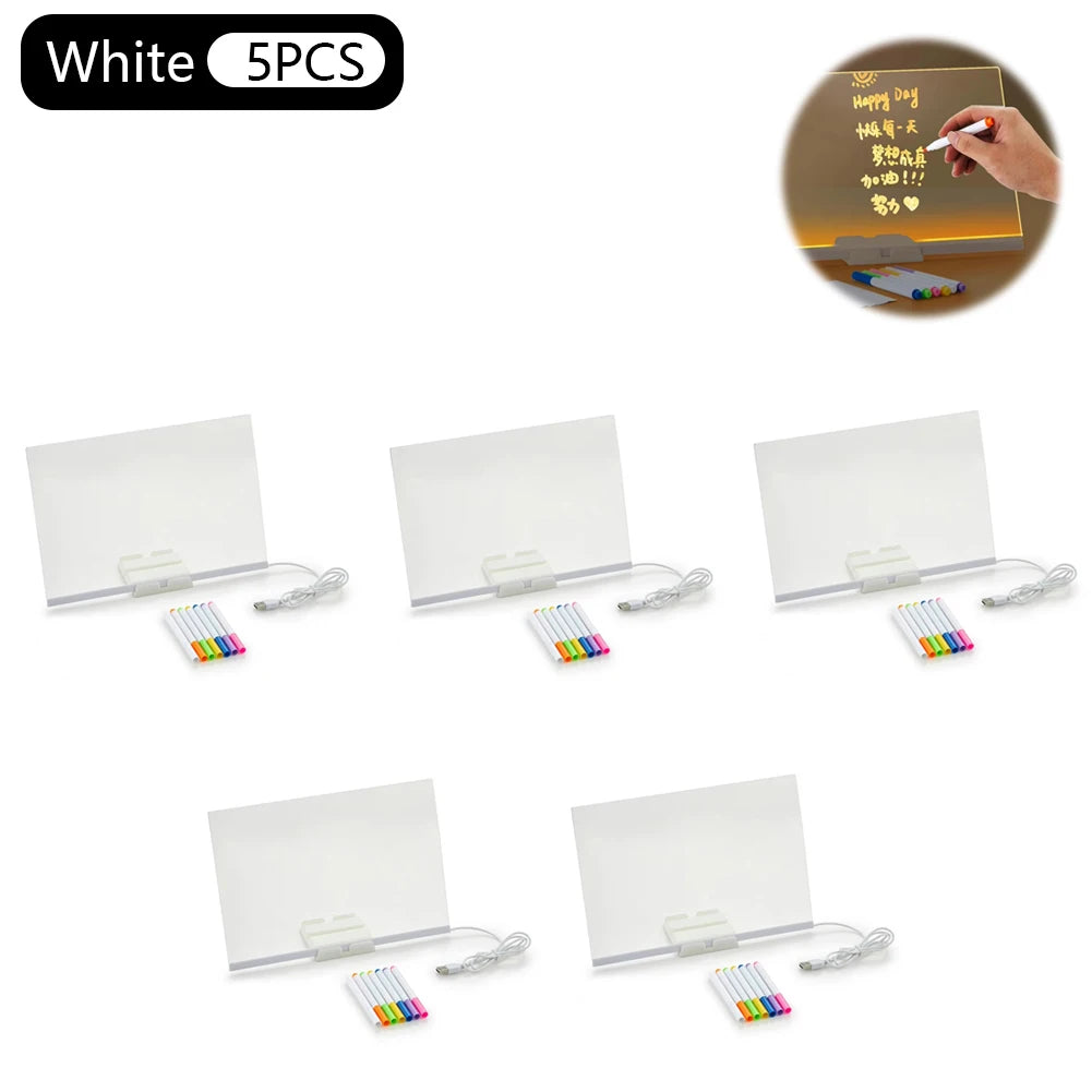 LED Luminous Note Board with Colors Light Up Acrylic Message Board Transparent Faux Crystal Clear Children Scribbling Board