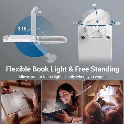 Nueva lámpara de lectura portátil plegable recargable por USB con protección para los ojos, 3 colores de luz, brillo ajustable