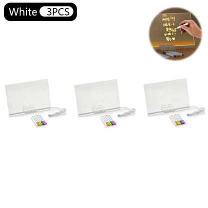 LED Luminous Note Board with Colors Light Up Acrylic Message Board Transparent Faux Crystal Clear Children Scribbling Board